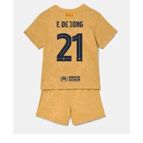 Barcelona Frenkie de Jong #21 kläder Barn 2022-23 Bortatröja Kortärmad (+ korta byxor)